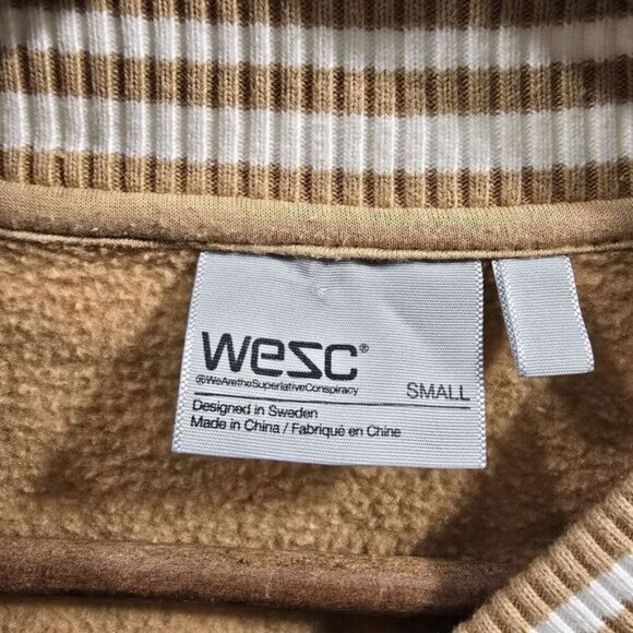 Wesc Jacket Womens Small Brown Sweatshirt Bomber Leopard Cheetah Varsity - Picture 3 of 10